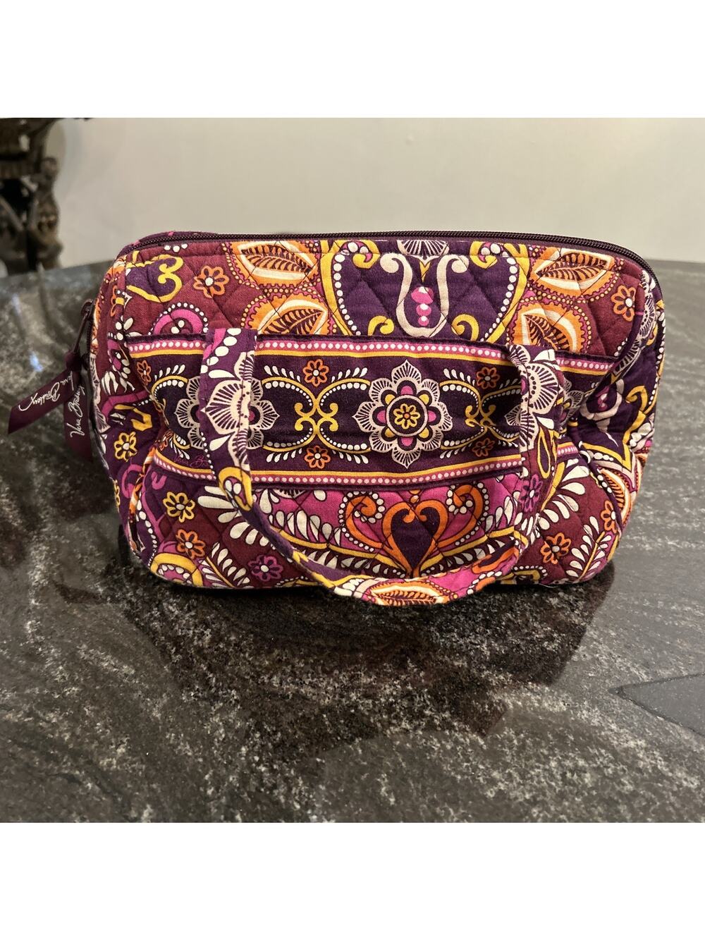 Travel Makeup Bag Vera Bradley Hanging Purple Pink Orange Handbag Makeup Tools